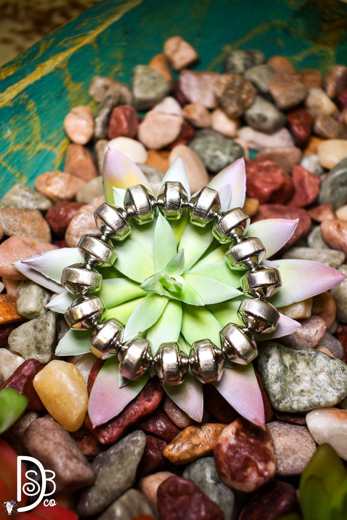 12mm Saucer Beaded Stretch Bracelet - Deadwood South Boutique & Company LLC