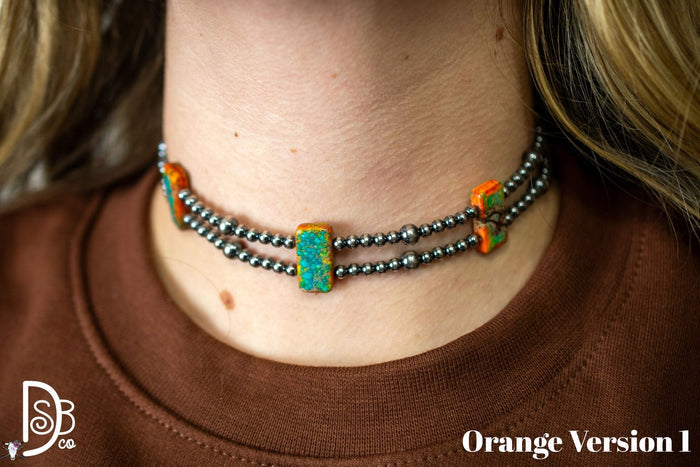 13” Sterling Silver Pearls & Rectangle Variscite Turquoise Choker - Deadwood South Boutique & Company LLC