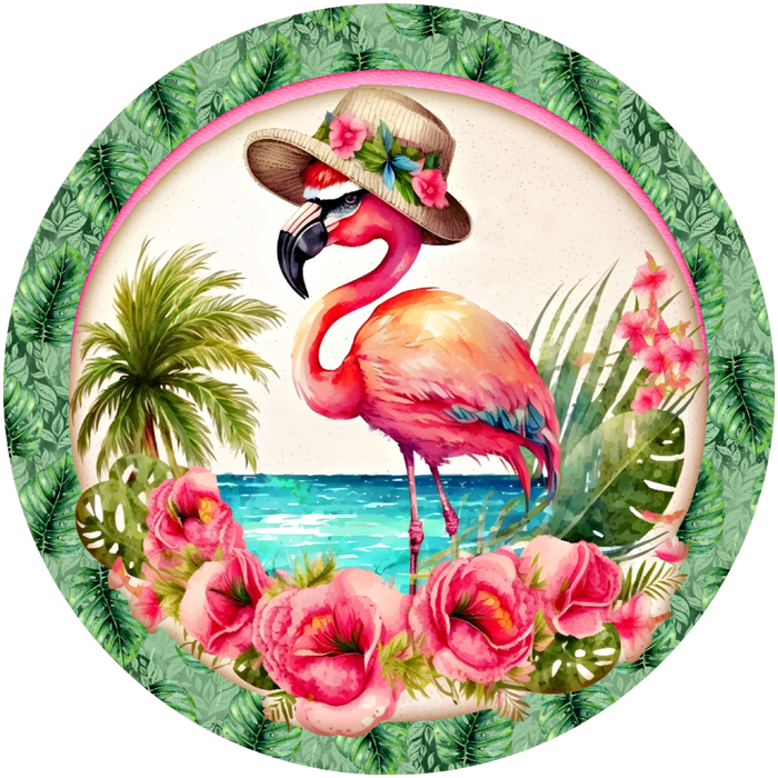 #30 Summer Flamingo Sign, Wreath Sign, Wreath Center, Wreath Attachment