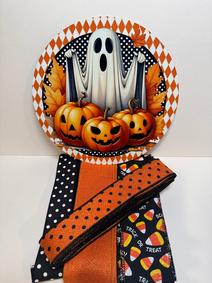 #892 Halloween Ghost Sign and Ribbon Bundle