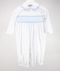 Baby Blessings-White and Light Blue Levi Gown