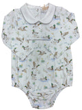 Baby Club Chic-mallard ducks printed bubble with round collar