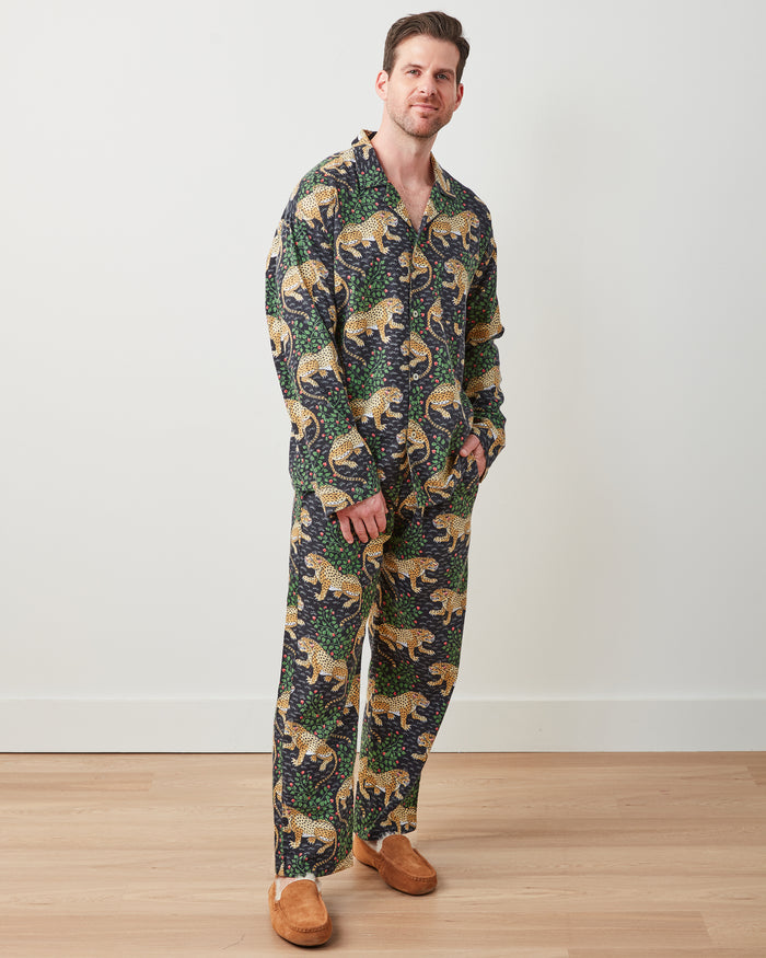 Bagheera - Men's Lightweight Flannel Long PJ Set - Ink - Printfresh