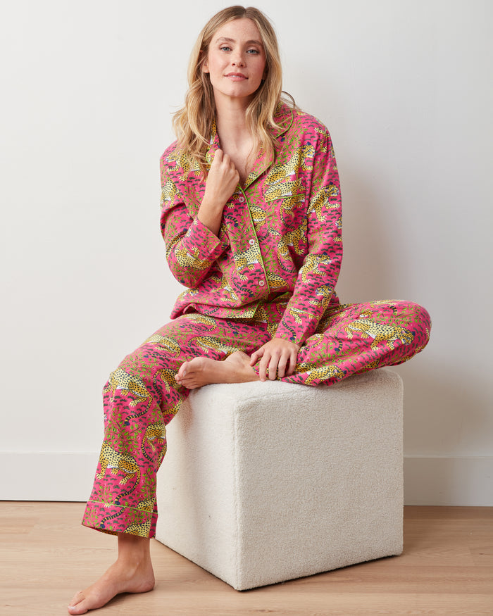 Bagheera - Lightweight Flannel Long PJ Set - Hot Pink - Printfresh