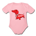 "Big Red Dog" Organic Short Sleeve Baby Bodysuit - light pink