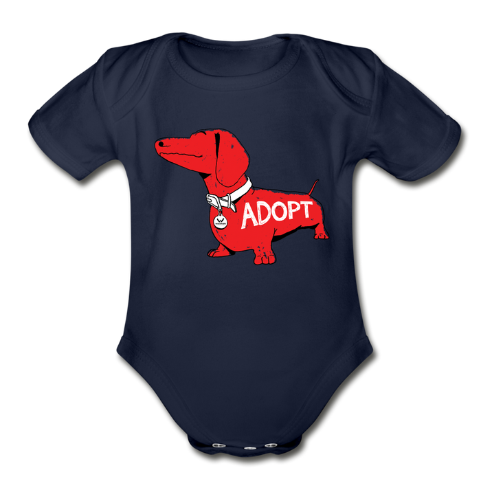 "Big Red Dog" Organic Short Sleeve Baby Bodysuit - dark navy