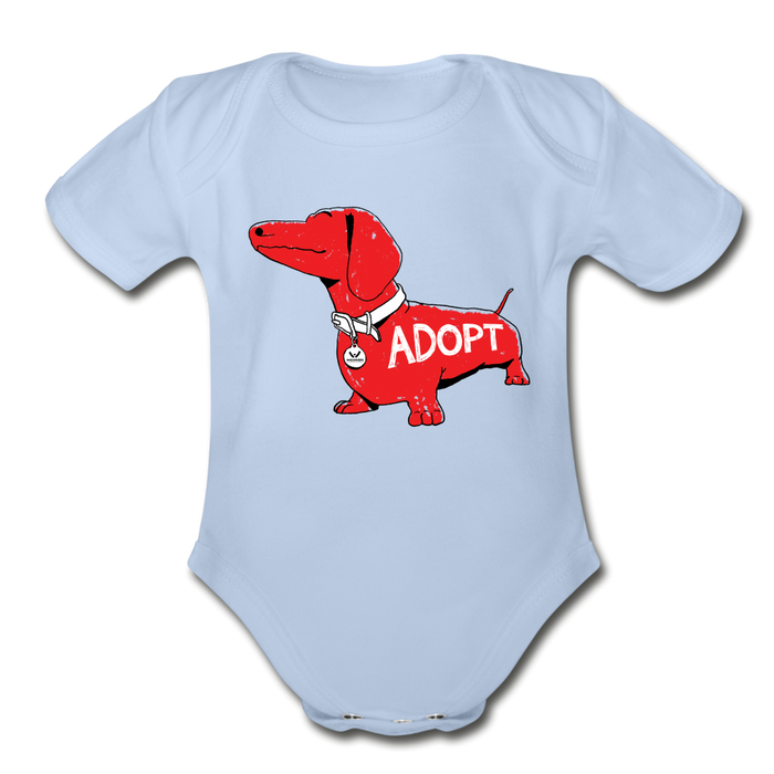 "Big Red Dog" Organic Short Sleeve Baby Bodysuit - sky