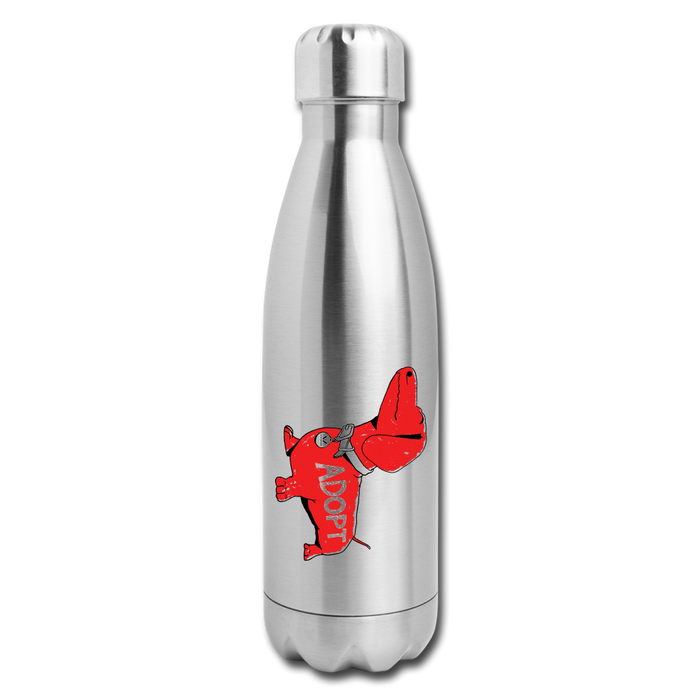 "Big Red Dog" Stainless Steel Water Bottle - silver