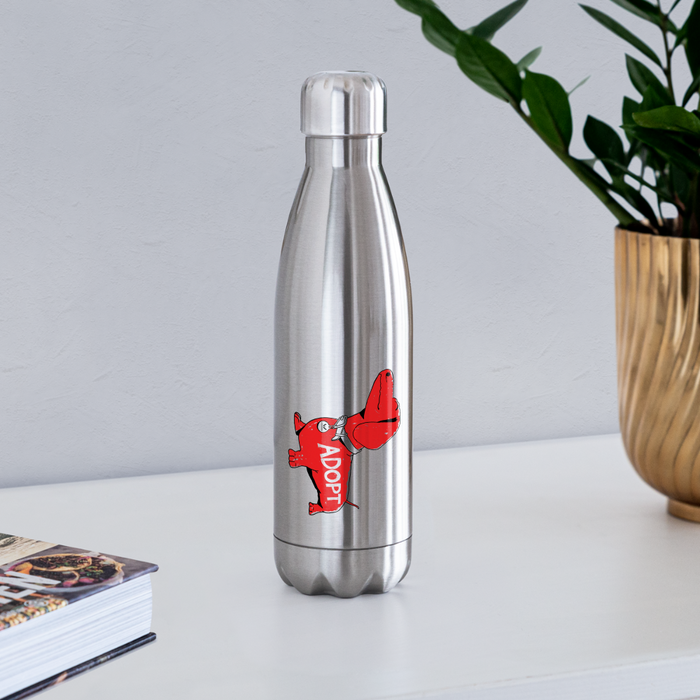 "Big Red Dog" Stainless Steel Water Bottle - silver