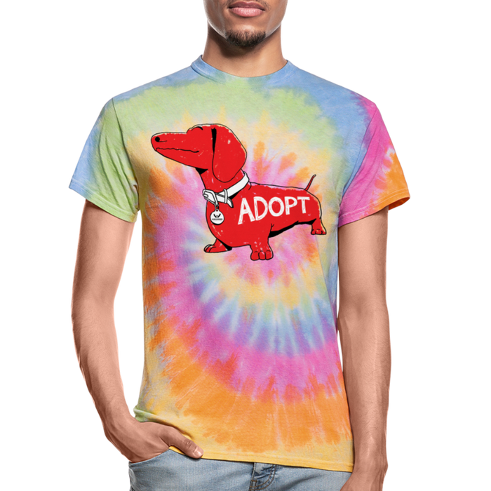 "Big Red Dog" Tie Dye T-Shirt - rainbow