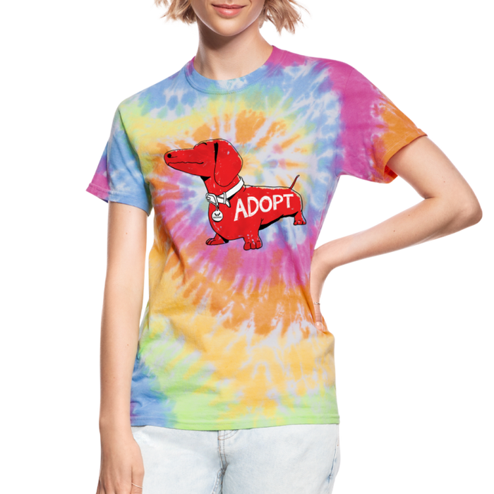"Big Red Dog" Tie Dye T-Shirt - rainbow