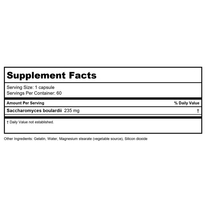 Biotics Research Saccharomyces boulardii 60 Capsules - Supplement Facts panel
