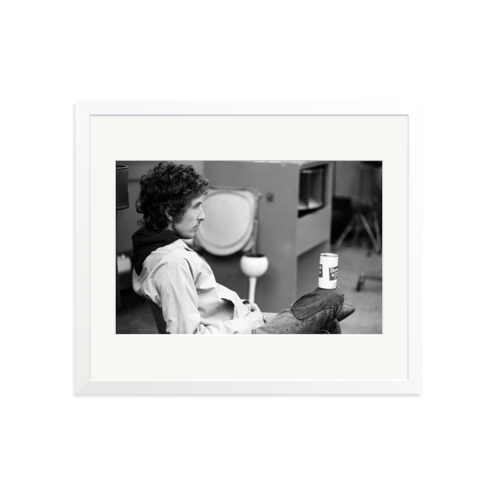 Bob Dylan At Atlantic Studios Framed Print White Large