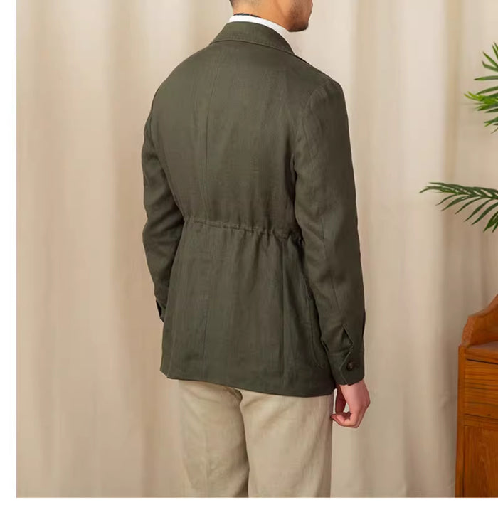 Breathable Men's Linen Jacket - Retro Casual, Single-Breasted, 100% Linen, City Wear