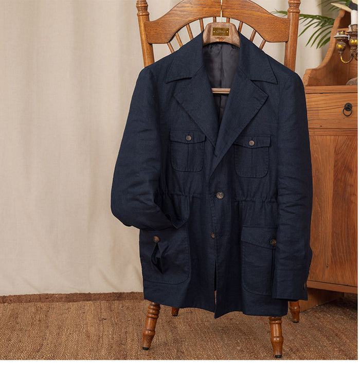 Breathable Men's Linen Jacket - Retro Casual, Single-Breasted, 100% Linen, City Wear