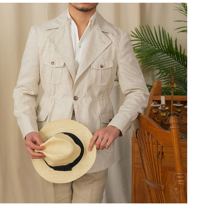 Breathable Men's Linen Jacket - Retro Casual, Single-Breasted, 100% Linen, City Wear