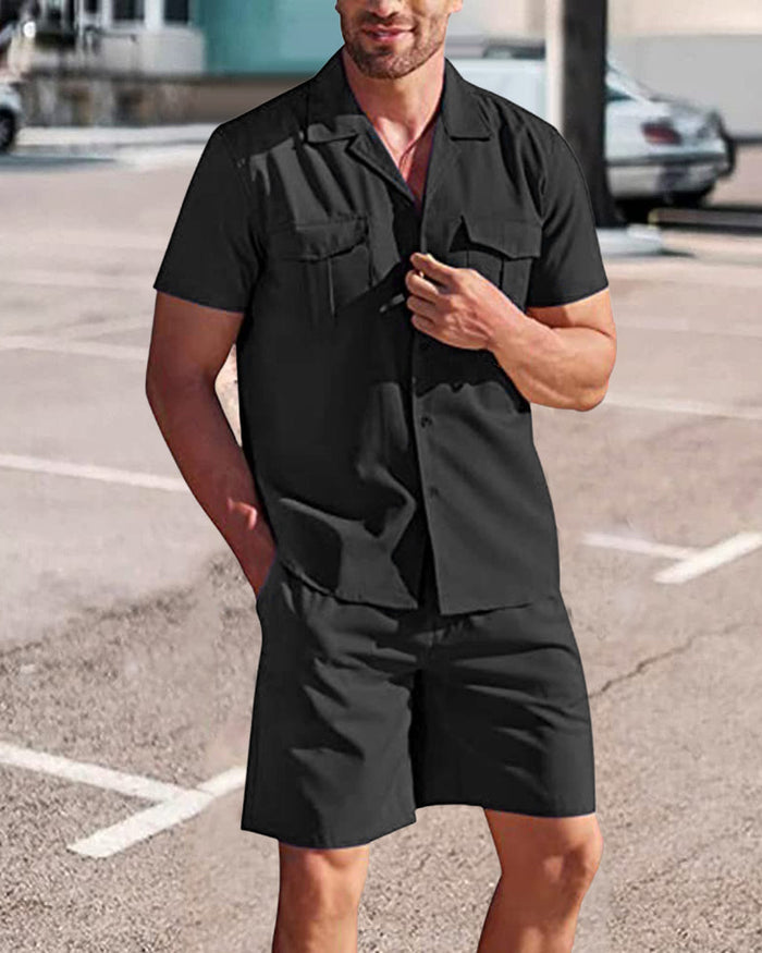 Bequeme Herren Sets – modernes Polo und Shorts, Baumwolle, für den Alltag 0