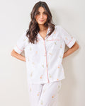 Bubbly Brunch - Short Sleeve Top & Cropped Pants Set - Cloud - Printfresh
