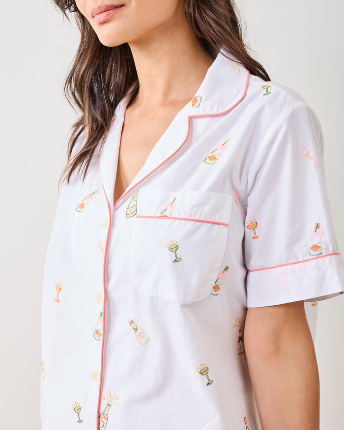Bubbly Brunch - Short Sleeve Top & Cropped Pants Set - Cloud - Printfresh