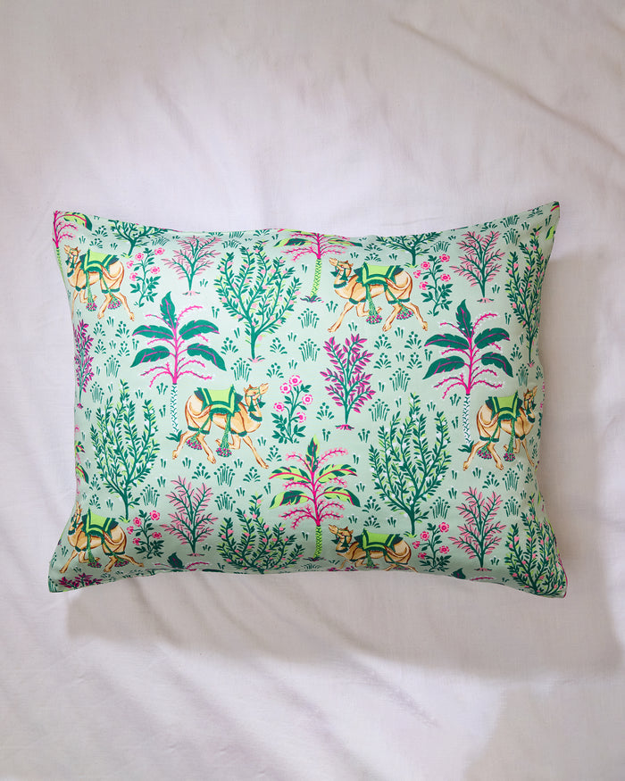Camel's Courtyard - Eco Satin Pillowcase - Avocado - Printfresh