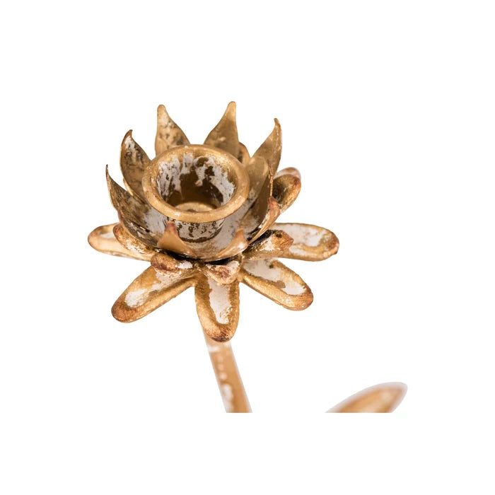 Candle - Taper Holder - Flower - Gold - Findlay Rowe Designs