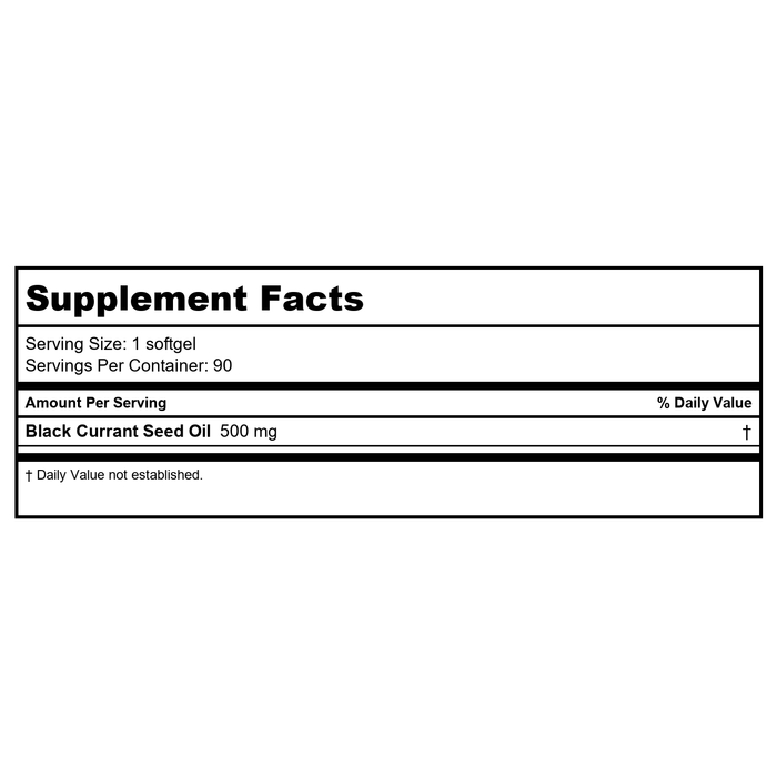 Cardiovascular Research Black Currant Seed Oil 90 Softgels - Supplement Facts panel