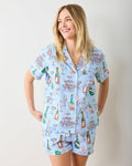 Champagne Tower - Short PJ Set - Soft Blue - Printfresh