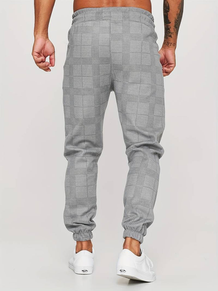 Comfortable men's jogger pants – classic check pattern, breathable cotton, for everyday wear 4
