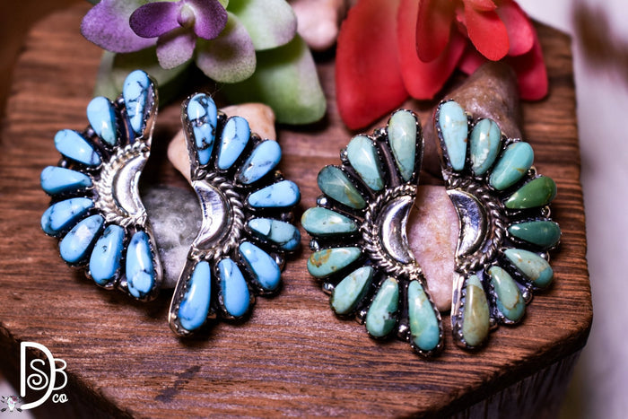Crescent Stone Turquoise 1.25" Earrings - Deadwood South Boutique & Company LLC