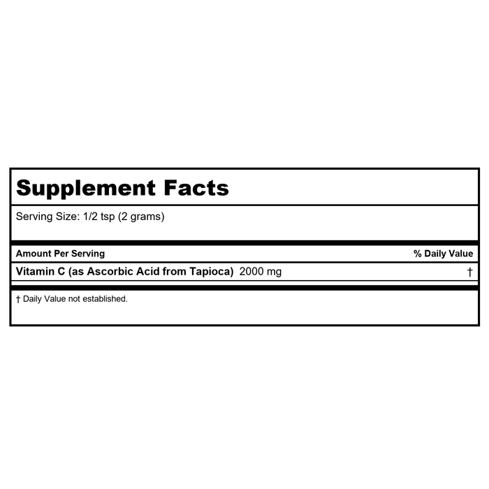 Ecological Formulas Vitamin C From Tapioca 150 Grams - Supplement Facts panel
