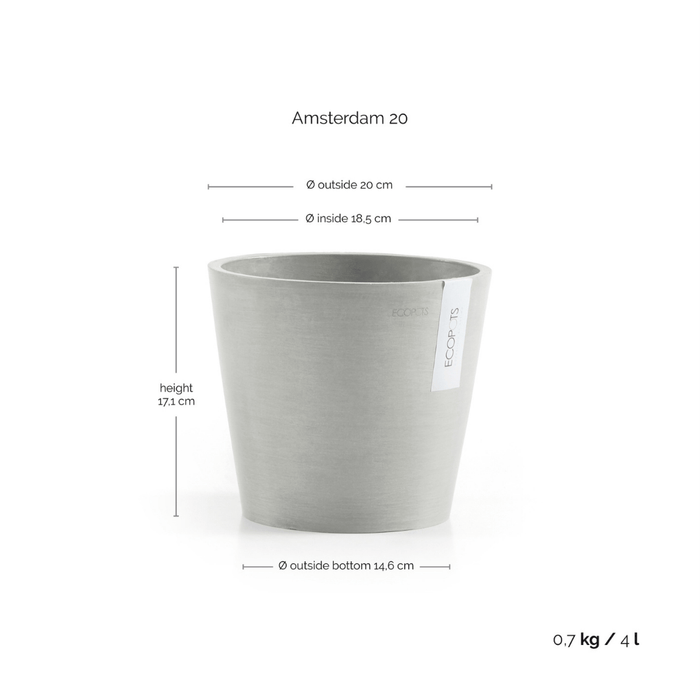 Ecopots Amsterdam White Grey