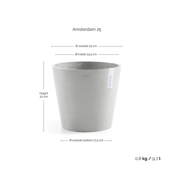 Ecopots Amsterdam White Grey