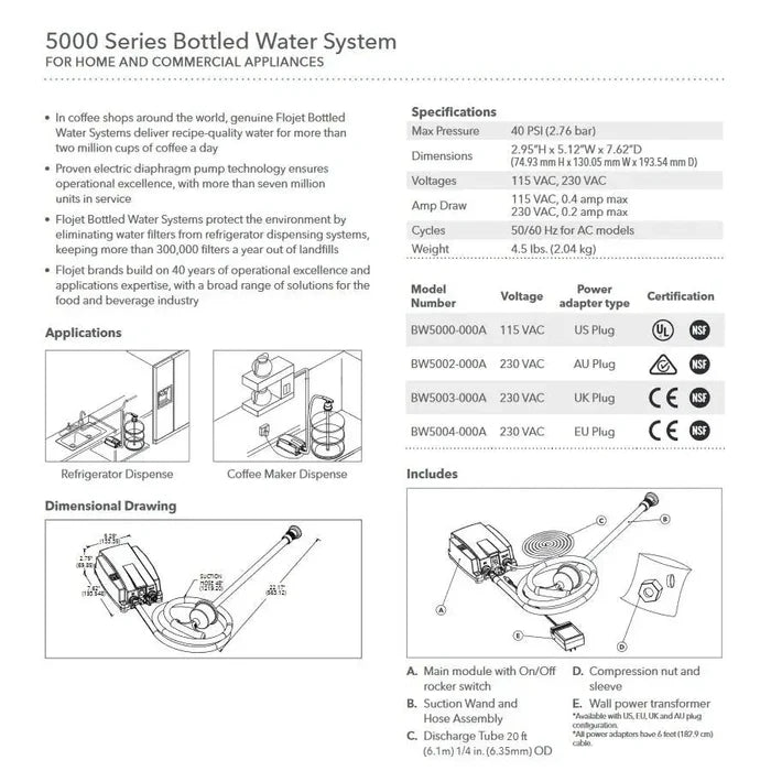 FLOJET Flojet xylem 5000 Series Bottled Water System - ALL