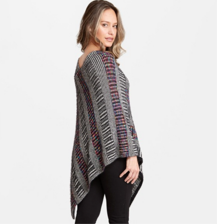 Fuzzy Knit Multicolor Stripe Ponchos