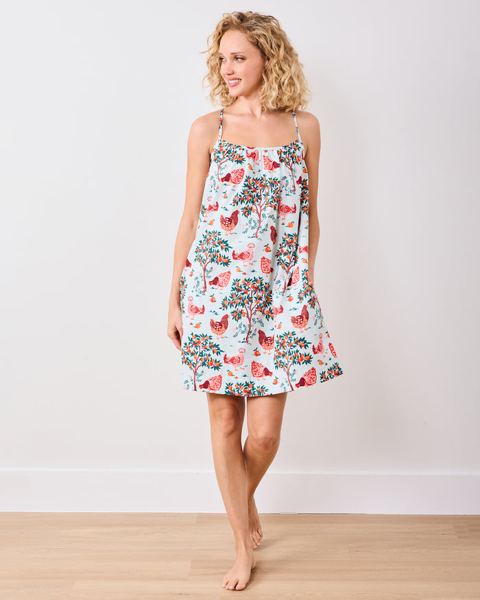 Hen House - Cami Nightgown - Soft Blue - Printfresh