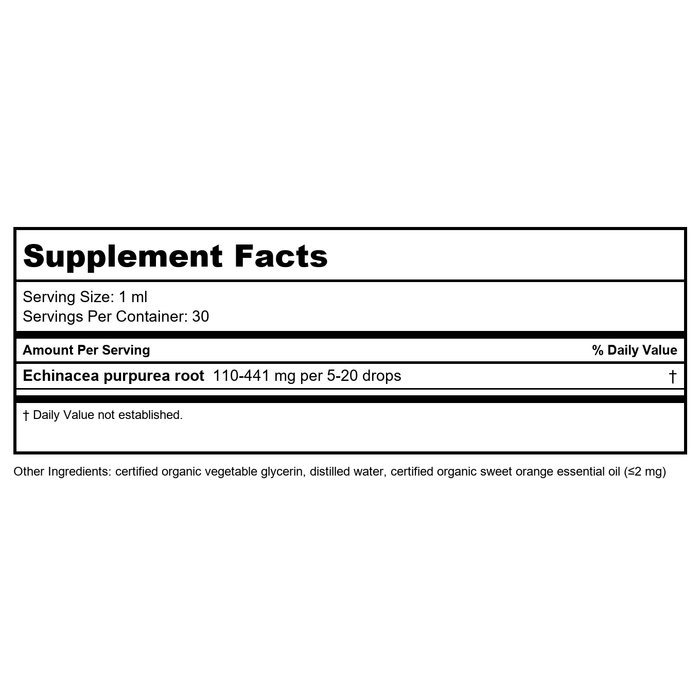 Herb Pharm Kids Echinacea AF 4oz - Supplement Facts panel