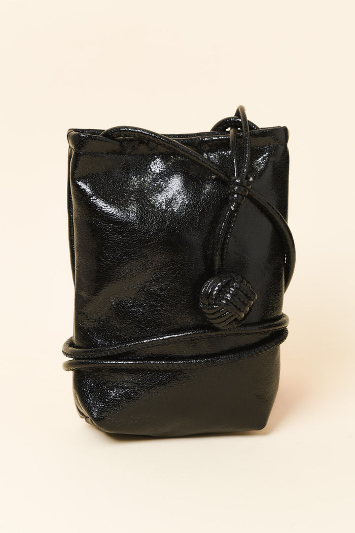 Jimmy Metallic Black Crossbody Bag