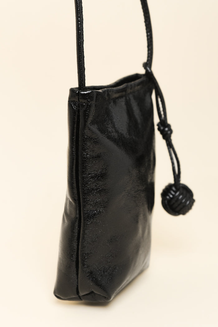 Jimmy Metallic Black Crossbody Bag