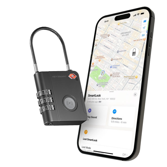 KeySmart SmartLock Luggage Tracking Device Black