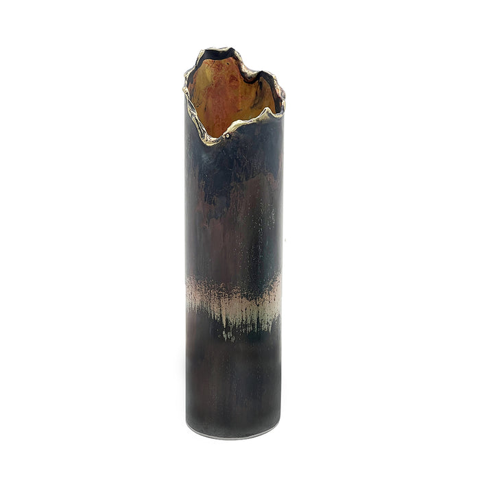 Decorative vase with a unique design on a white background