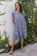 Lauren Navy Speckle Crinkle Cotton Dress,Lifestyle