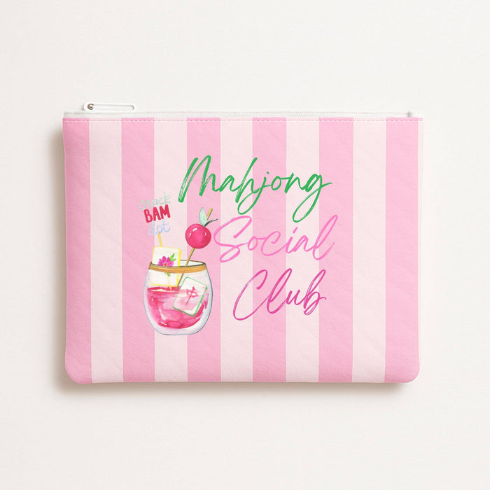 Mahjong Social Club Flat Zip Pouch