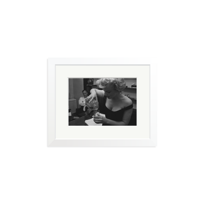 Marilyn Monroe Pouring A Drink Framed Print White Small