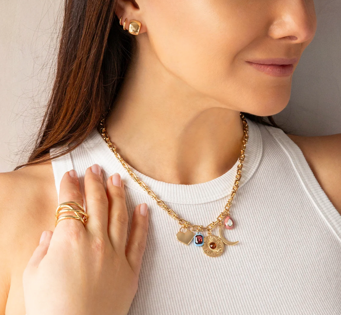 Marlyn Schiff-multi disc charm necklace