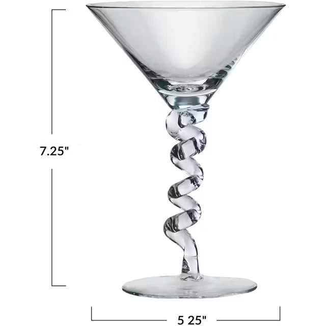 Martini Glass - Twisted Stem -  6 oz - Findlay Rowe Designs