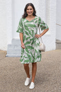 Mila Sage Fern Crinkle Cotton Dress