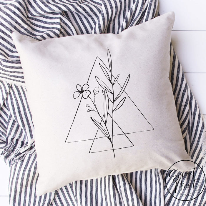 Modern Line Art Floral Bouquet Pillow Cover - 16X16 Pillow Cover