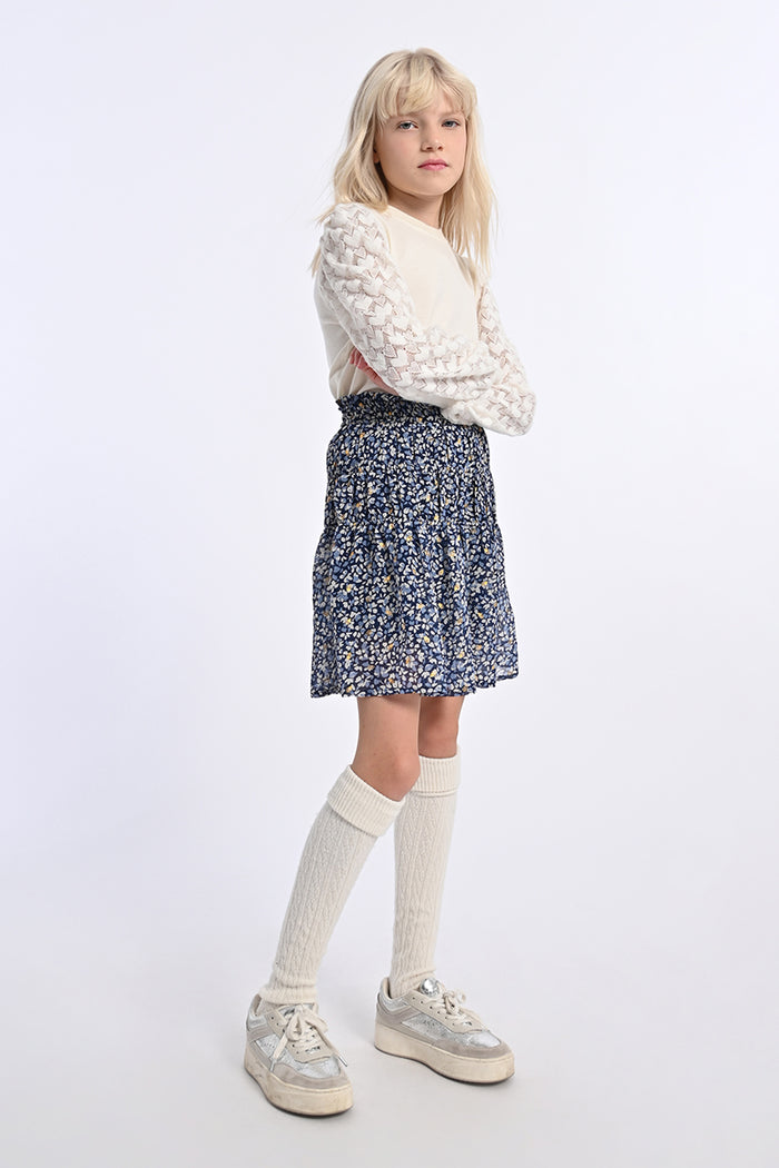 Molly Bracken-GIRLS WOVEN SKIRT-BLUE NORA
