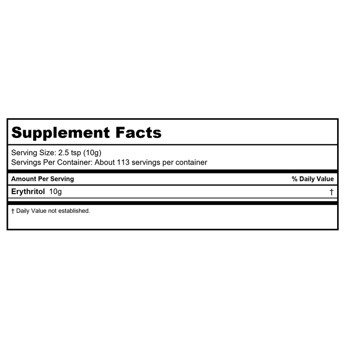 Now Real Food Erythritol 2.5 Pounds - 6923 - Supplement Facts panel