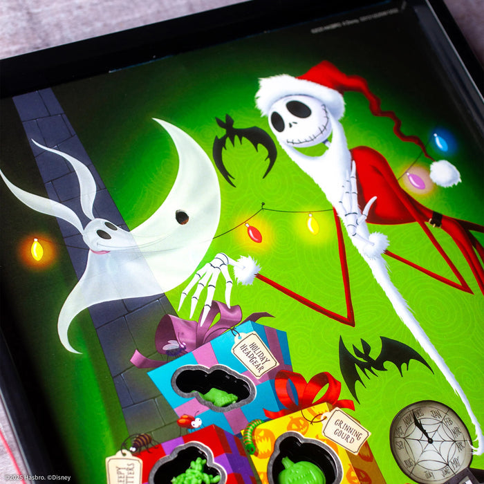 Cartoon characters from 'The Nightmare Before Christmas' on a colorful background